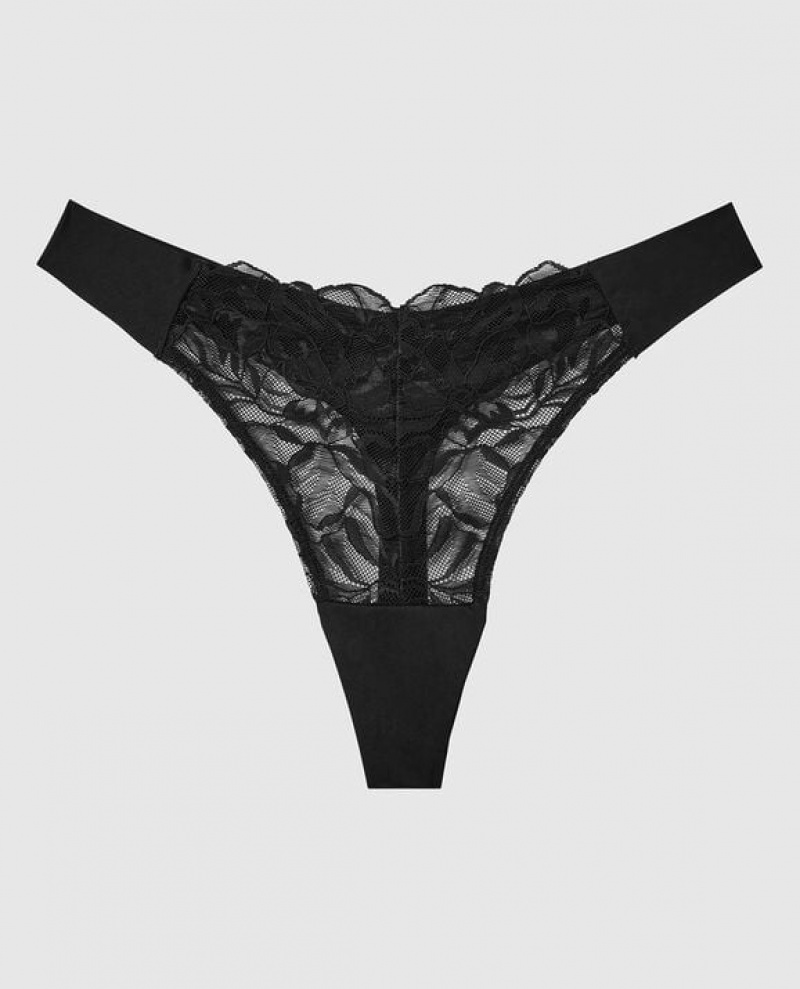 La Senza High Leg Thong Panty Underwear Women Black | ZTWqmiUo