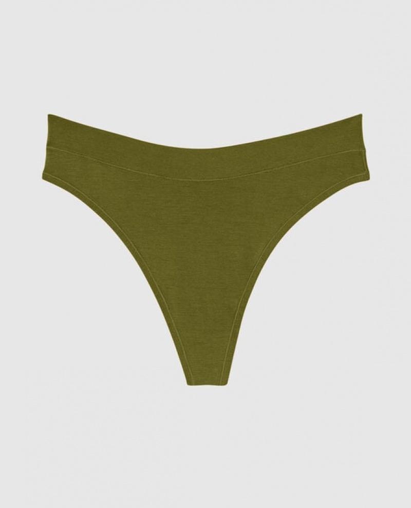 La Senza High Leg Thong Panty Underwear Women Avocado | hSExrqcW