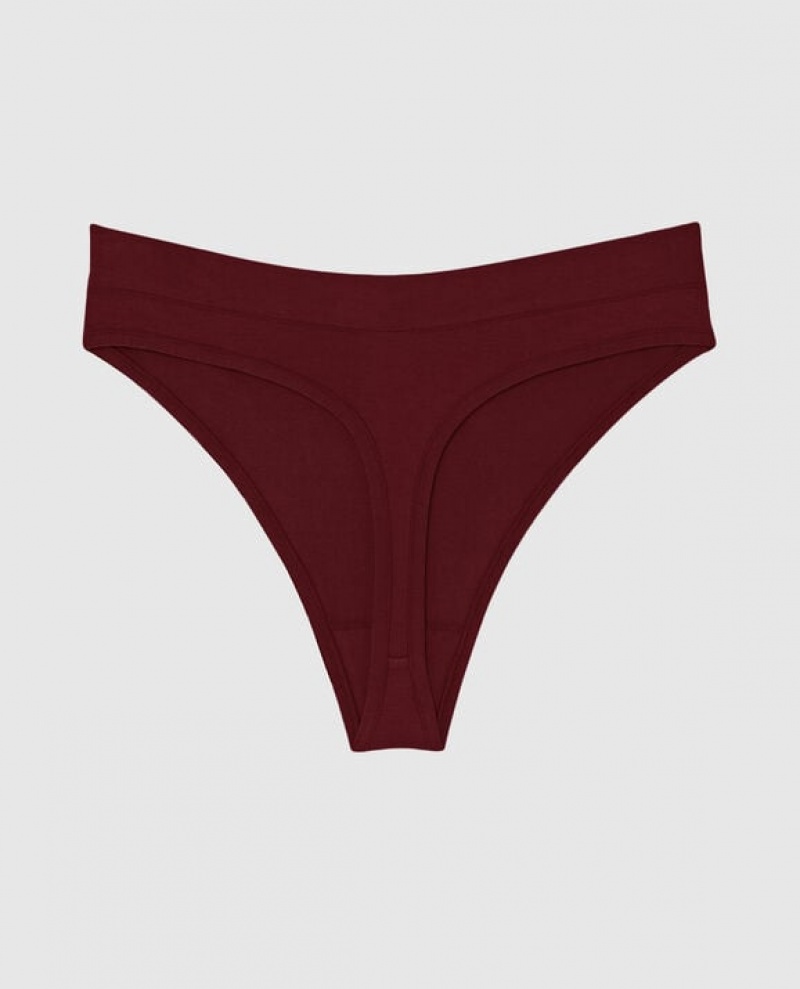 La Senza High Leg Thong Panty Underwear Women Red Burgundy | auYOuKQc