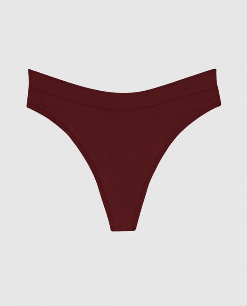 La Senza High Leg Thong Panty Underwear Women Red Burgundy | auYOuKQc