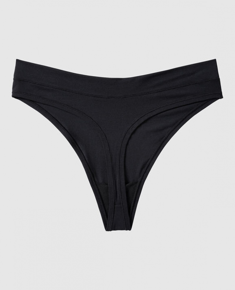 La Senza High Leg Thong Panty Underwear Women Black | AigtHPet