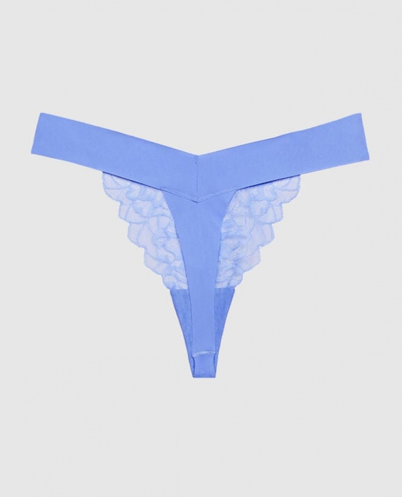 La Senza High Leg Thong Panty Underwear Women Blue | ZOdWhKu4