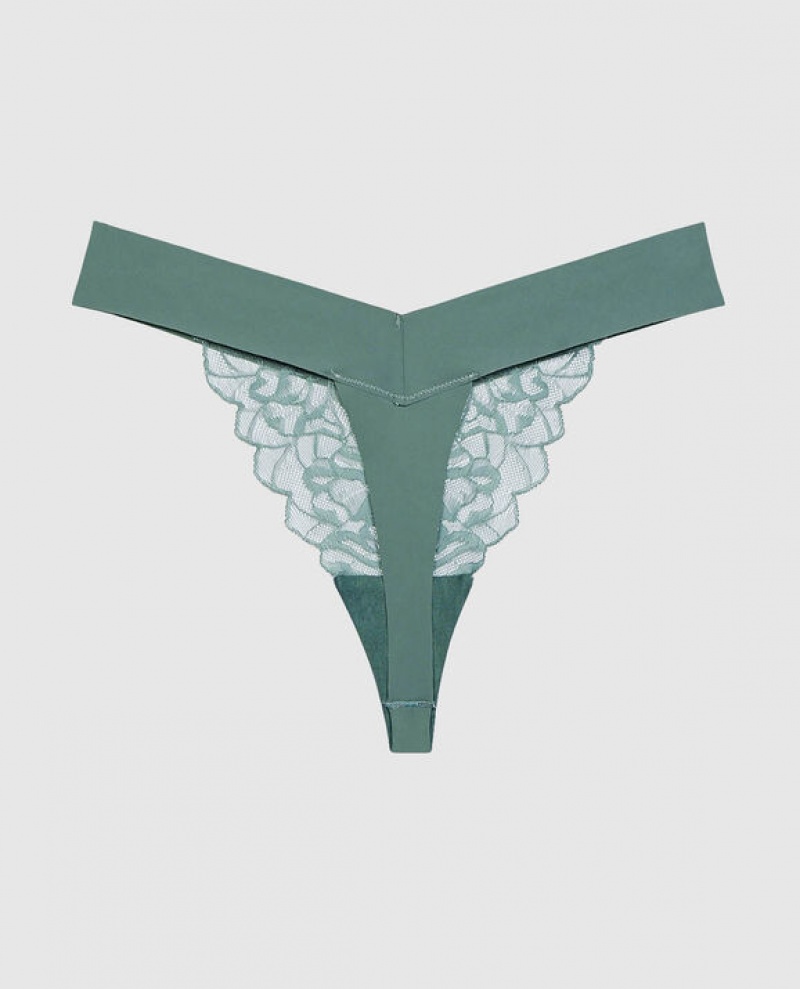 La Senza High Leg Thong Panty Underwear Women Dark Forest | p40ZneoK