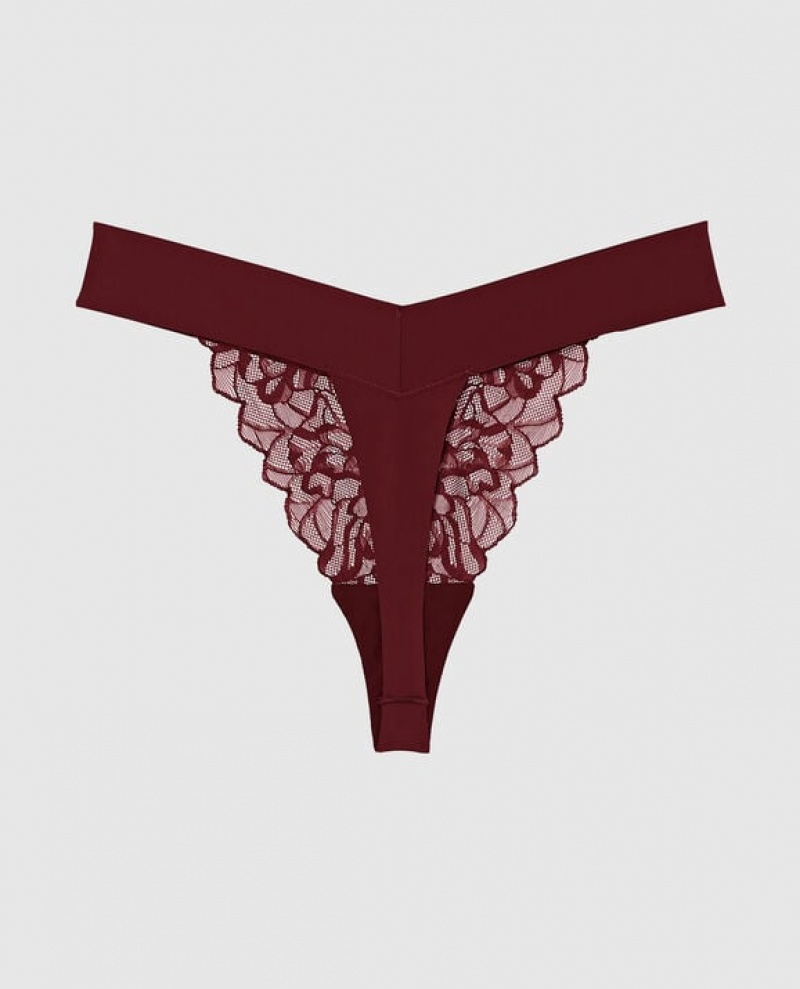 La Senza High Leg Thong Panty Underwear Women Red Burgundy | yLdJ62Zw