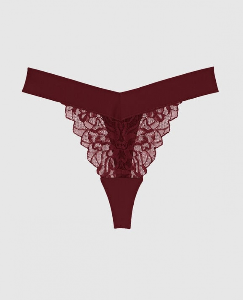 La Senza High Leg Thong Panty Underwear Women Red Burgundy | yLdJ62Zw