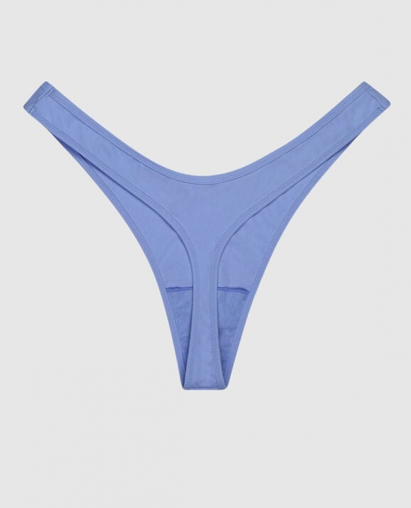 La Senza High Leg Thong Panty Underwear Women Blue | Ls8h4xiA