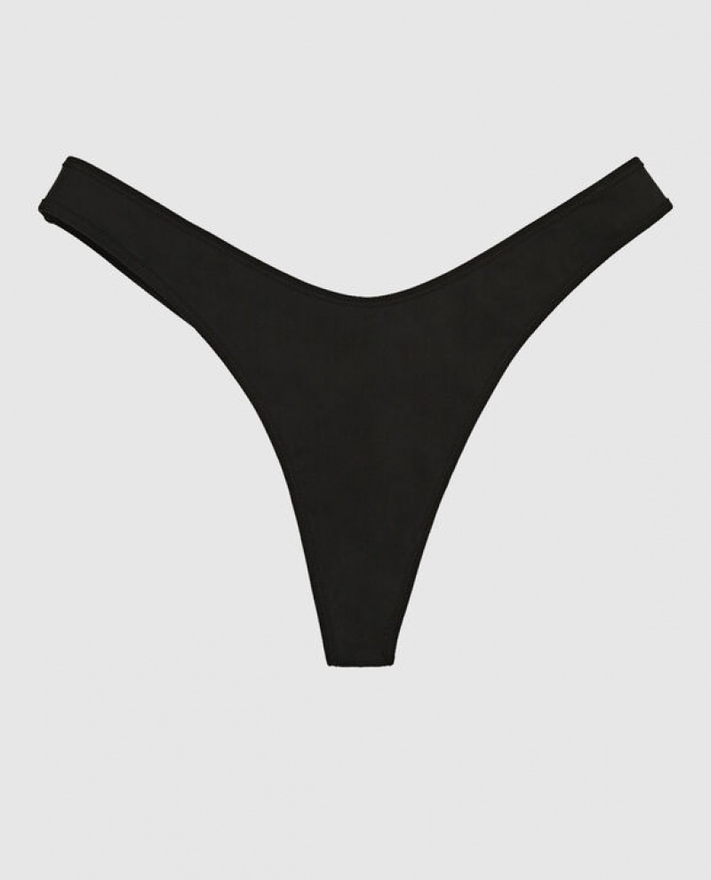 La Senza High Leg Thong Panty Underwear Women Black | BQ9IOt7b