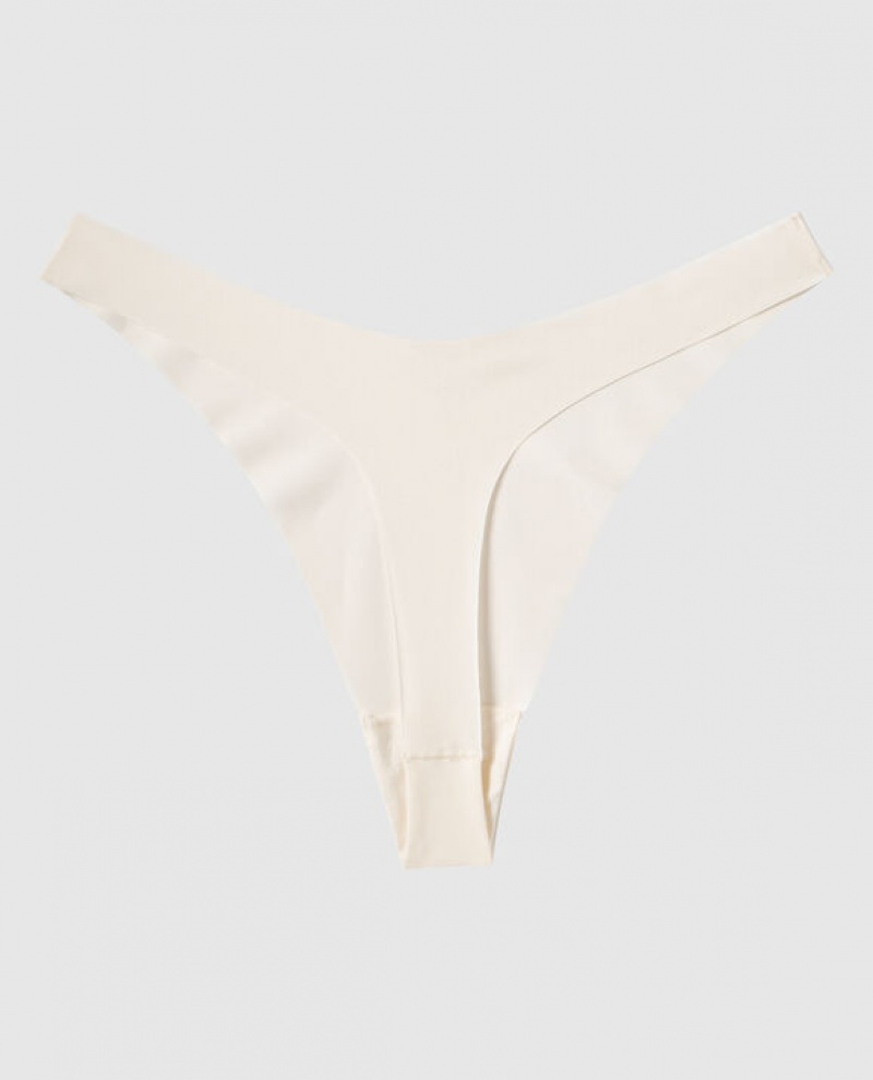 La Senza High Leg Thong Panty Underwear Women Cream | vrblDXBB