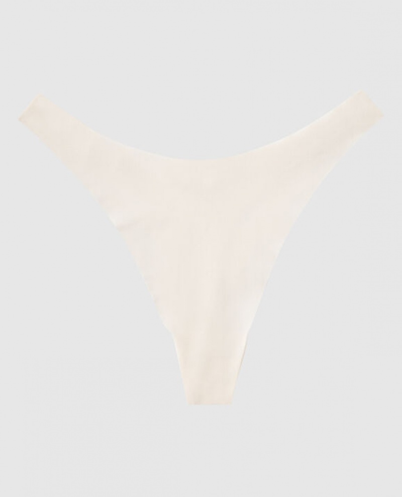 La Senza High Leg Thong Panty Underwear Women Cream | vrblDXBB