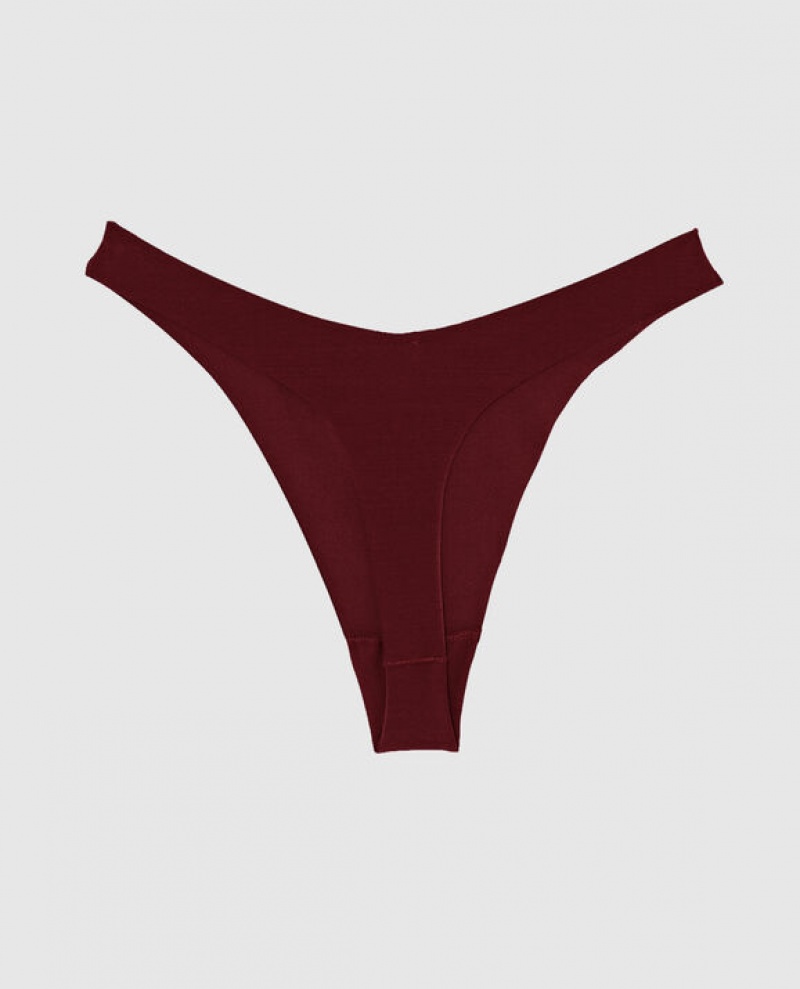 La Senza High Leg Thong Panty Underwear Women Red Burgundy | x2uGmKJB