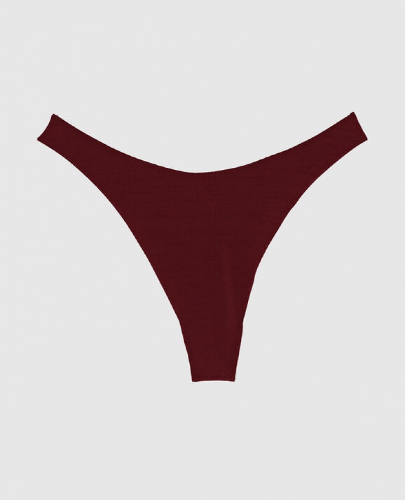 La Senza High Leg Thong Panty Underwear Women Red Burgundy | x2uGmKJB