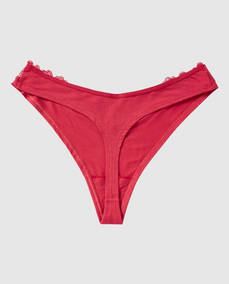 La Senza High Leg Thong Panty Underwear Women Sweet Raspberry | YpfFdF3K