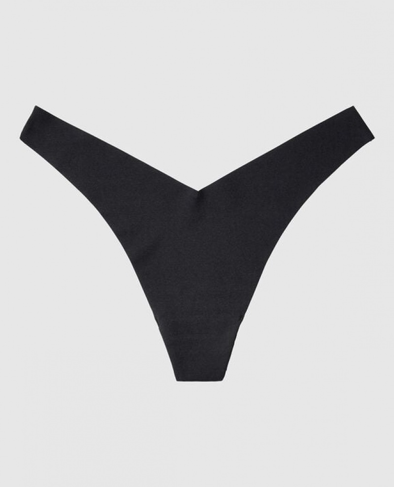 La Senza High Leg Thong Panty Underwear Women Black | OA4wUexR