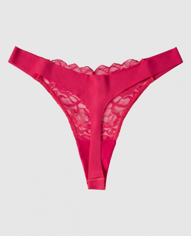 La Senza High Leg Thong Panty Underwear Women Sweet Raspberry | fRdoHSzI