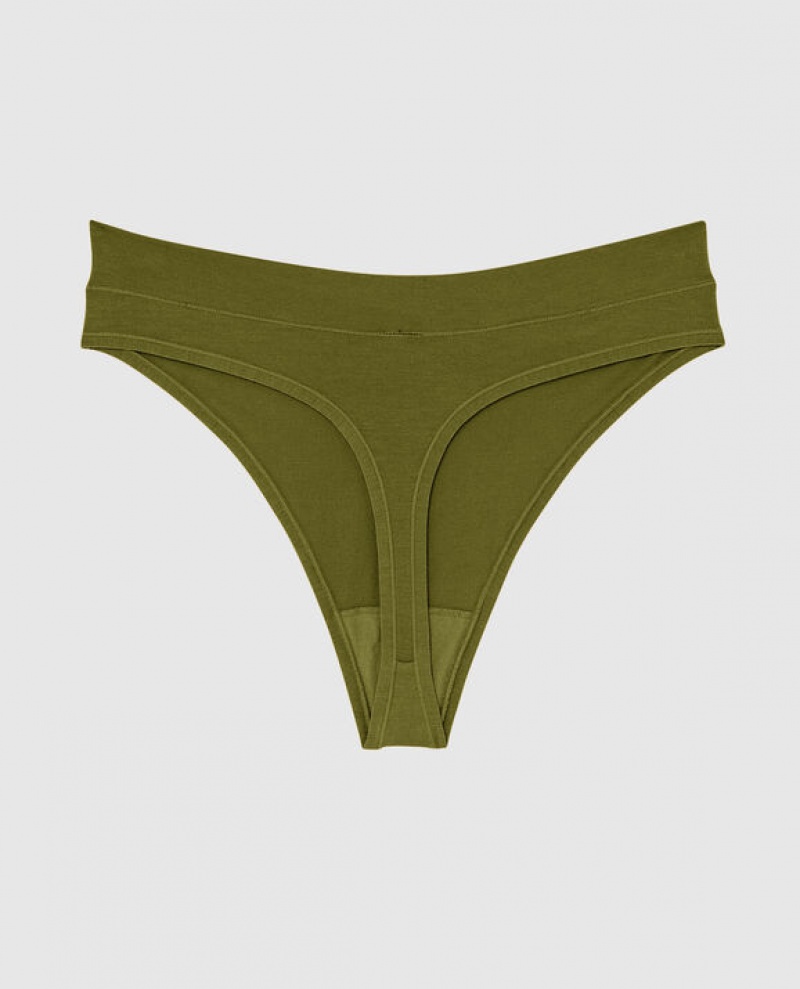 La Senza High Leg Thong Panty Underwear Women Avocado | zZU6etdi