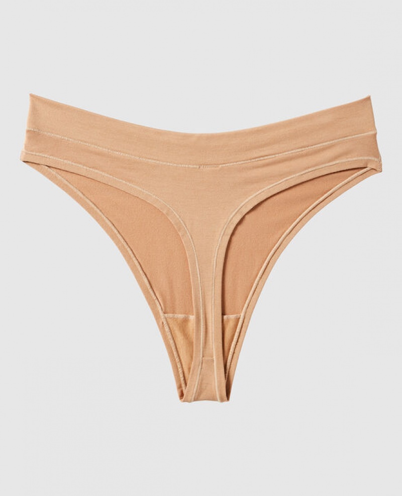 La Senza High Leg Thong Panty Underwear Women Pecan | qwpPUB1G