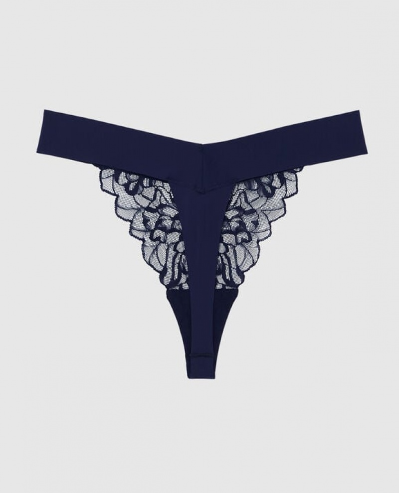 La Senza High Leg Thong Panty Underwear Women Ocean Cavern | b4VR6oT9