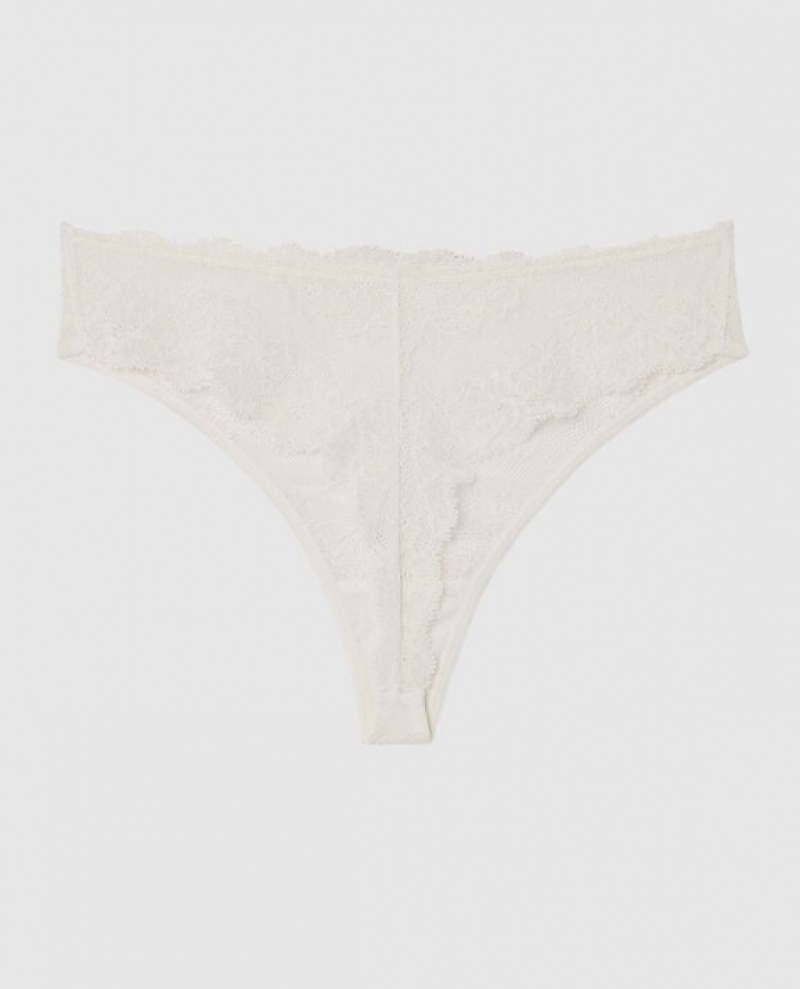 La Senza High Waist Thong Panty Underwear Women White | ighgzLLB