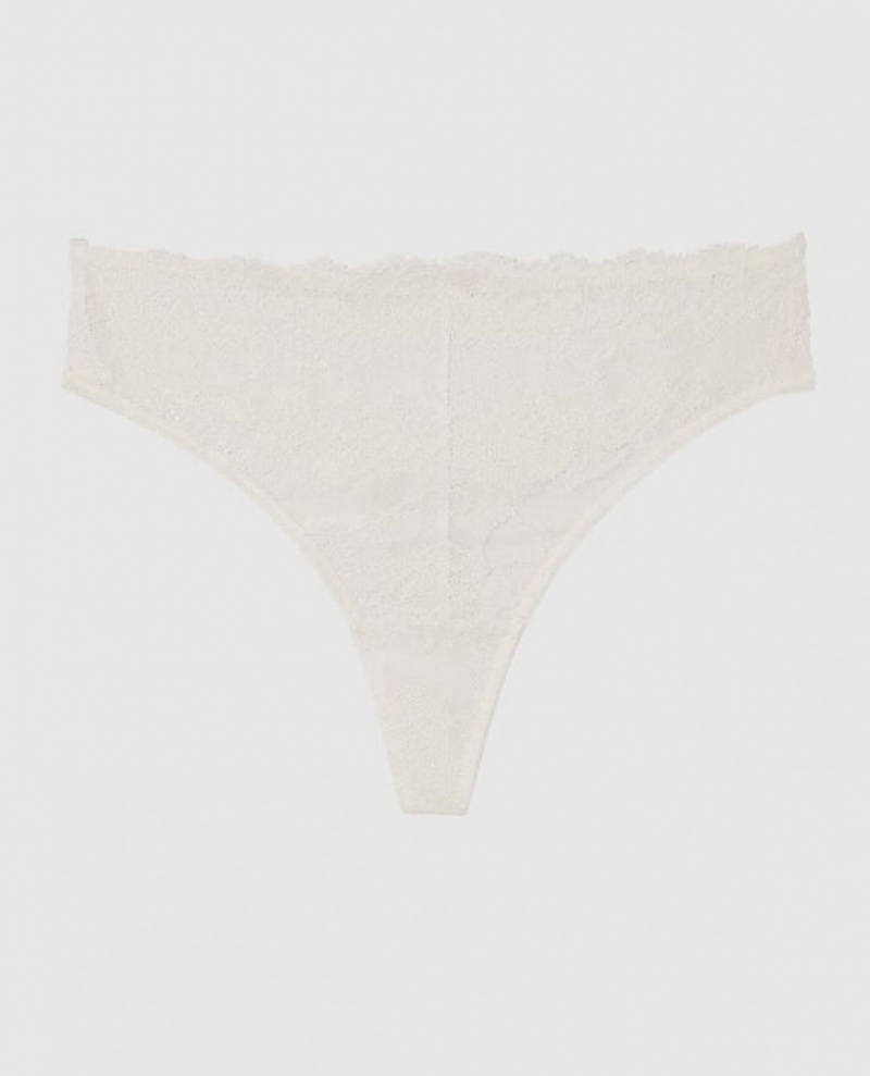 La Senza High Waist Thong Panty Underwear Women White | ighgzLLB