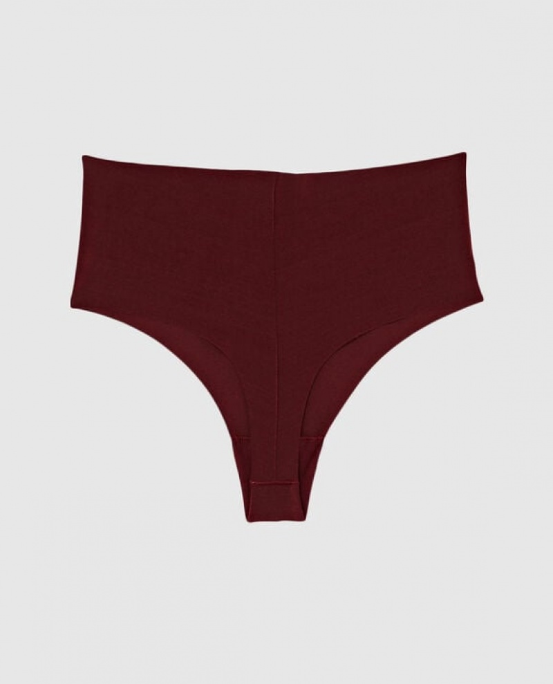 La Senza High Waist Thong Panty Underwear Women Red Burgundy | 9evpLG7g