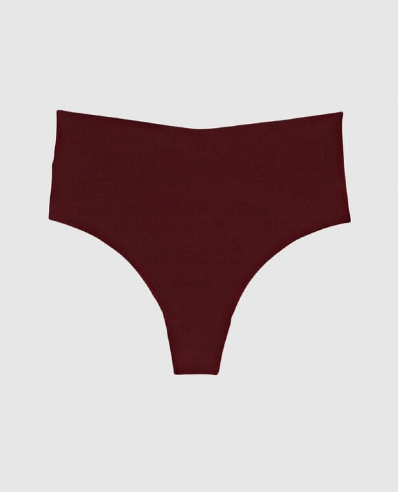 La Senza High Waist Thong Panty Underwear Women Red Burgundy | 9evpLG7g