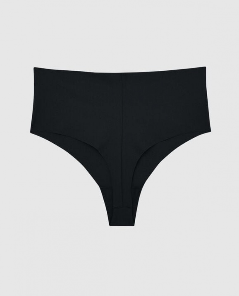 La Senza High Waist Thong Panty Underwear Women Black | RG1CvIuG