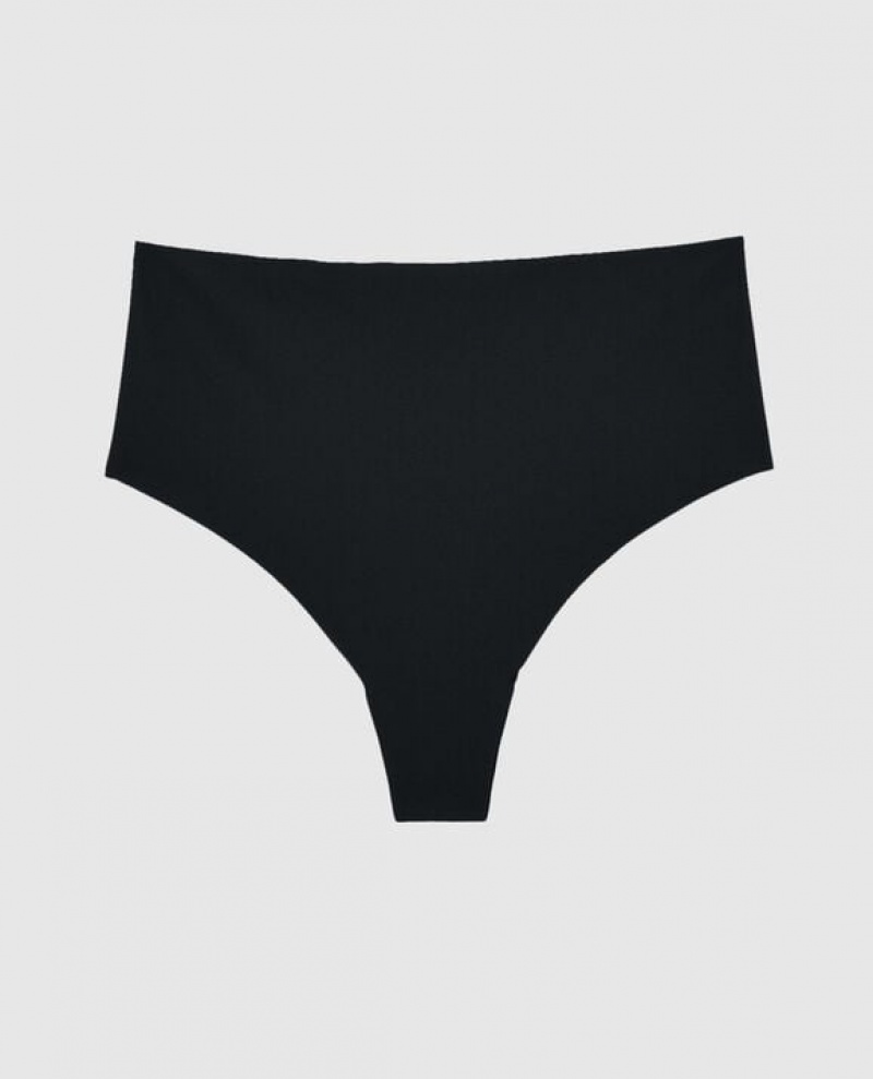 La Senza High Waist Thong Panty Underwear Women Black | RG1CvIuG