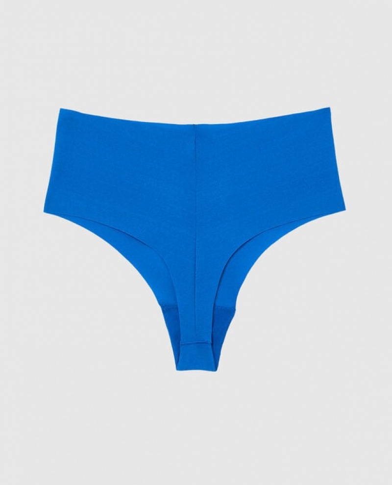 La Senza High Waist Thong Panty Underwear Women Deep Blue | RVxDSGYc