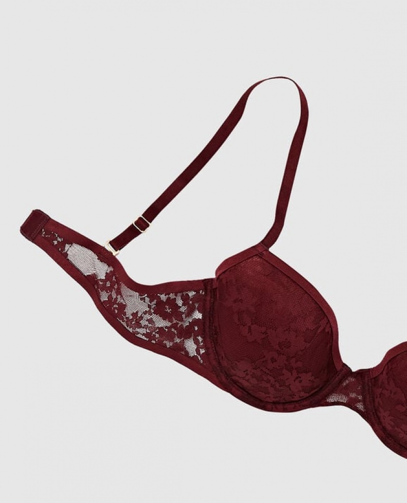 La Senza Lightly Lined Demi Bras Women Red Burgundy | RGEJ5rN1