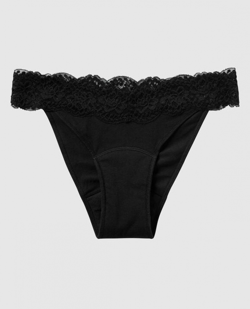 La Senza Mini Cheeky Period Panty Underwear Women Black | 6PDKEvam