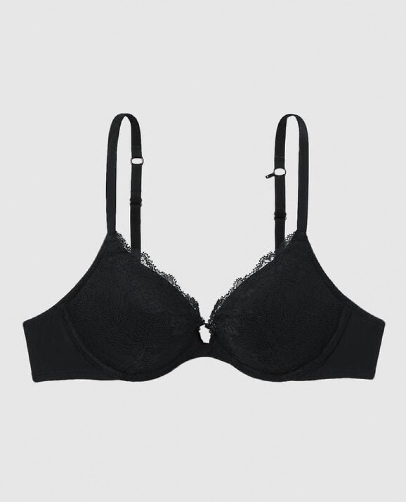 La Senza Push Up Plunge Bras Women Black | cBV2aaYC