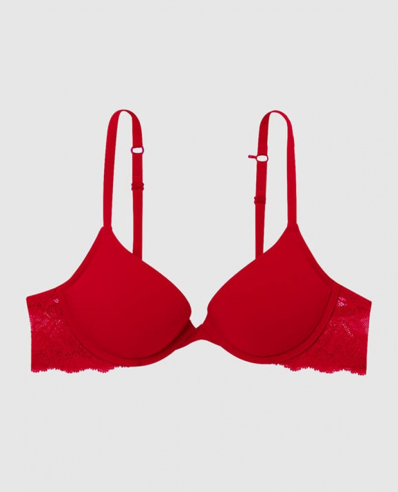 La Senza Push Up Plunge Bras Women Red | 2nFkZYDs