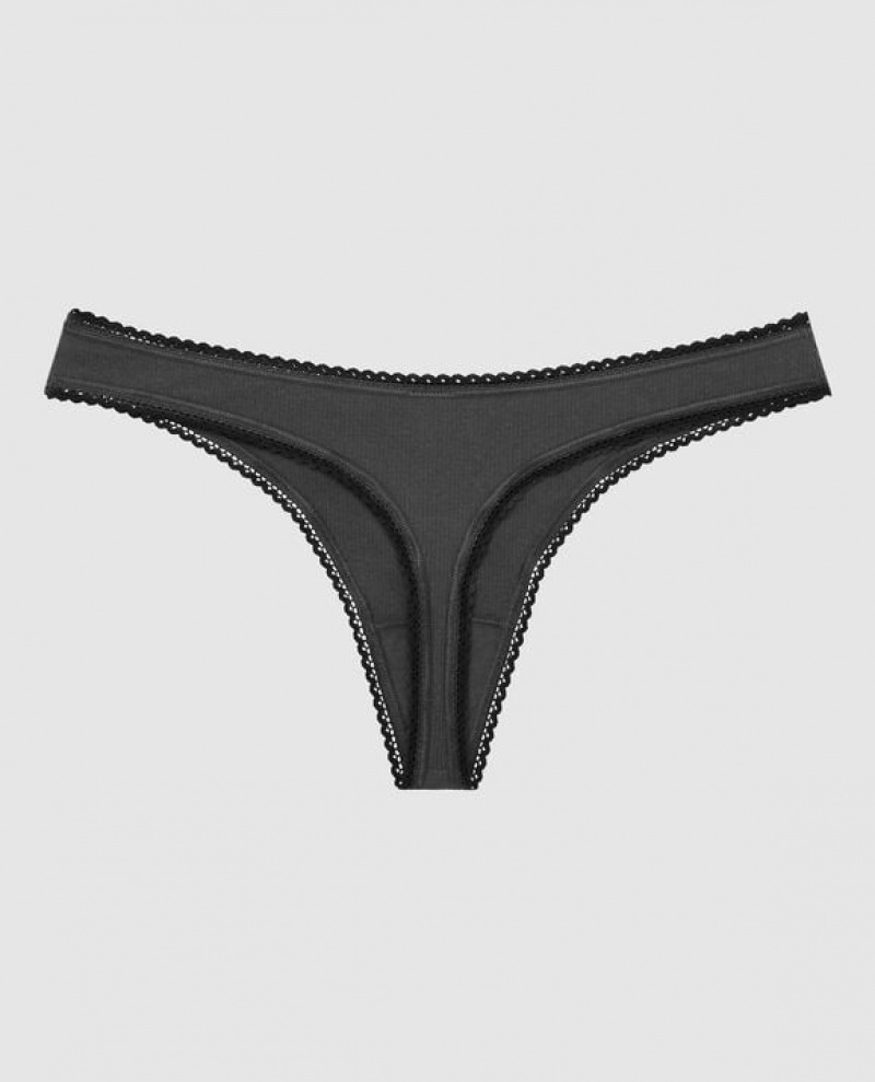 La Senza Thong Panty Underwear Women Black | 2BkuwQLd