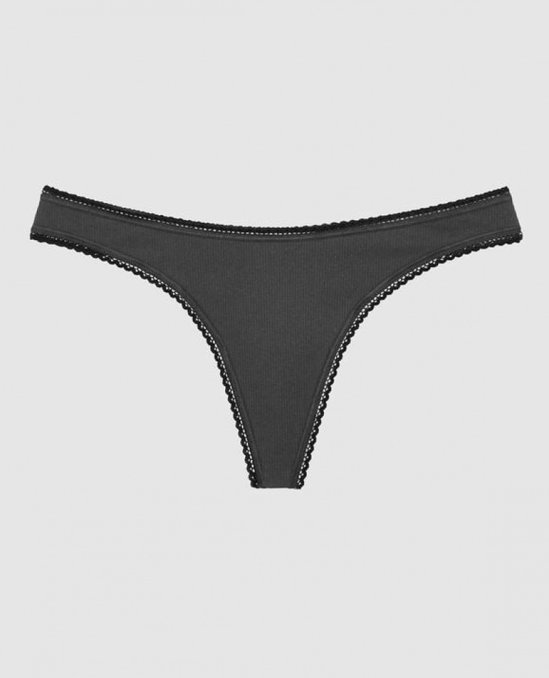 La Senza Thong Panty Underwear Women Black | 2BkuwQLd