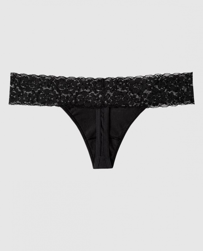 La Senza Thong Panty Underwear Women Black | cIkpOxh6