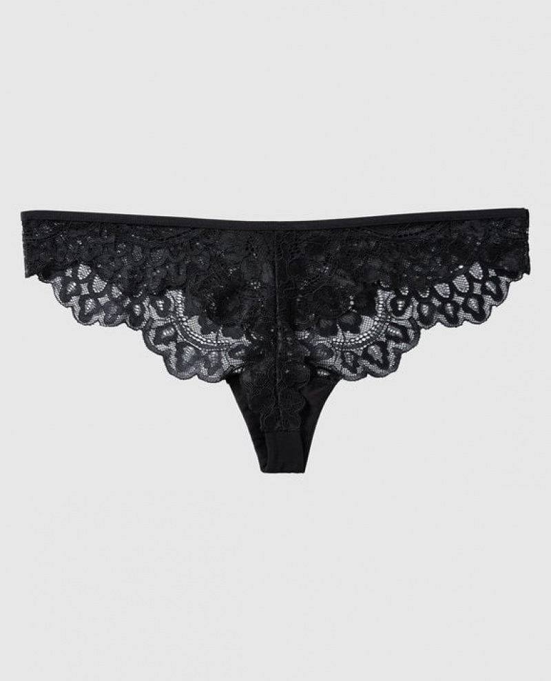 La Senza Thong Panty Underwear Women Black | AqDNLefS