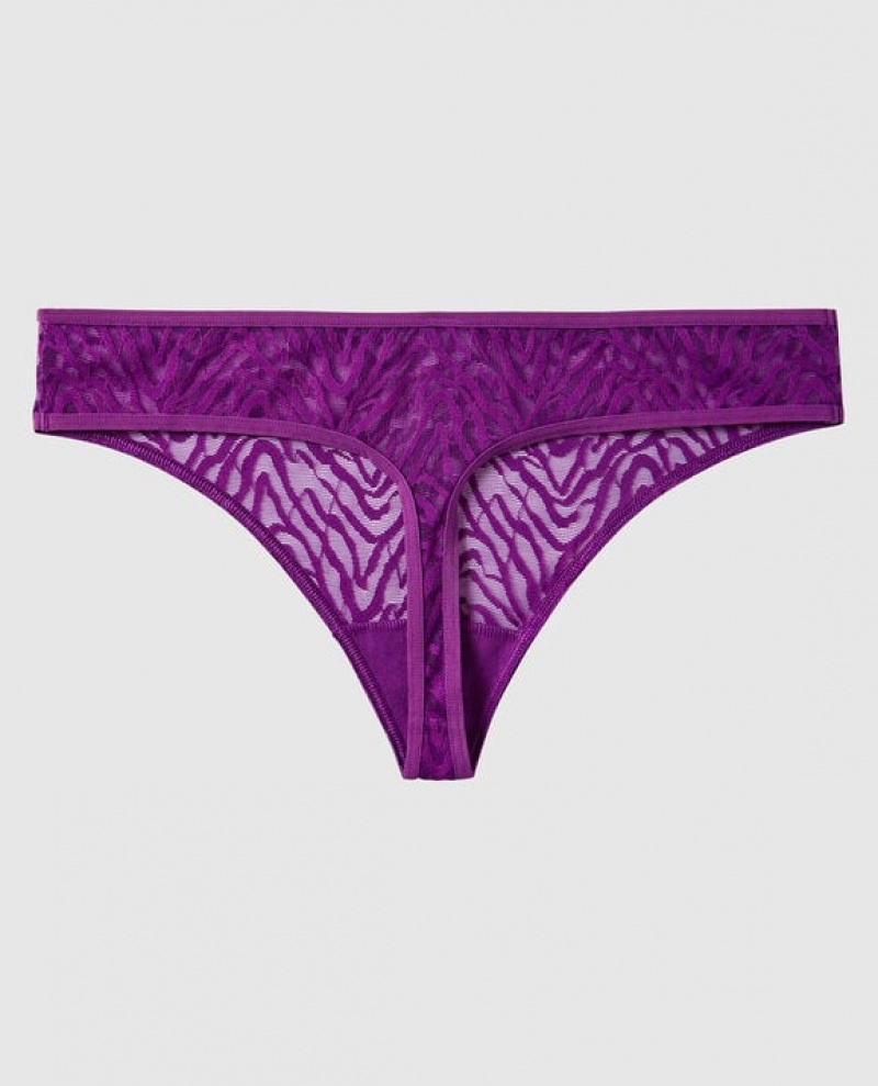 La Senza Thong Panty Underwear Women Purple | pmplzFDt