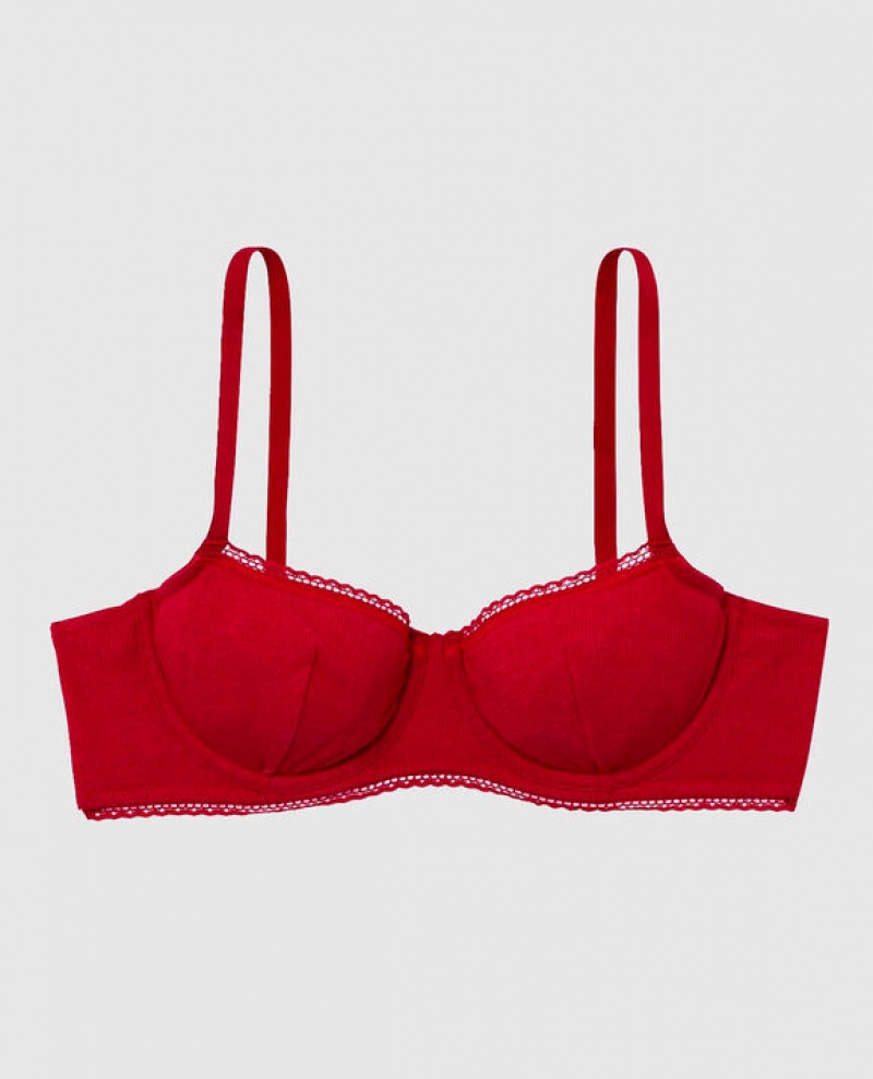 La Senza Unlined Balconette Bras Women Red | UKhOgcnc