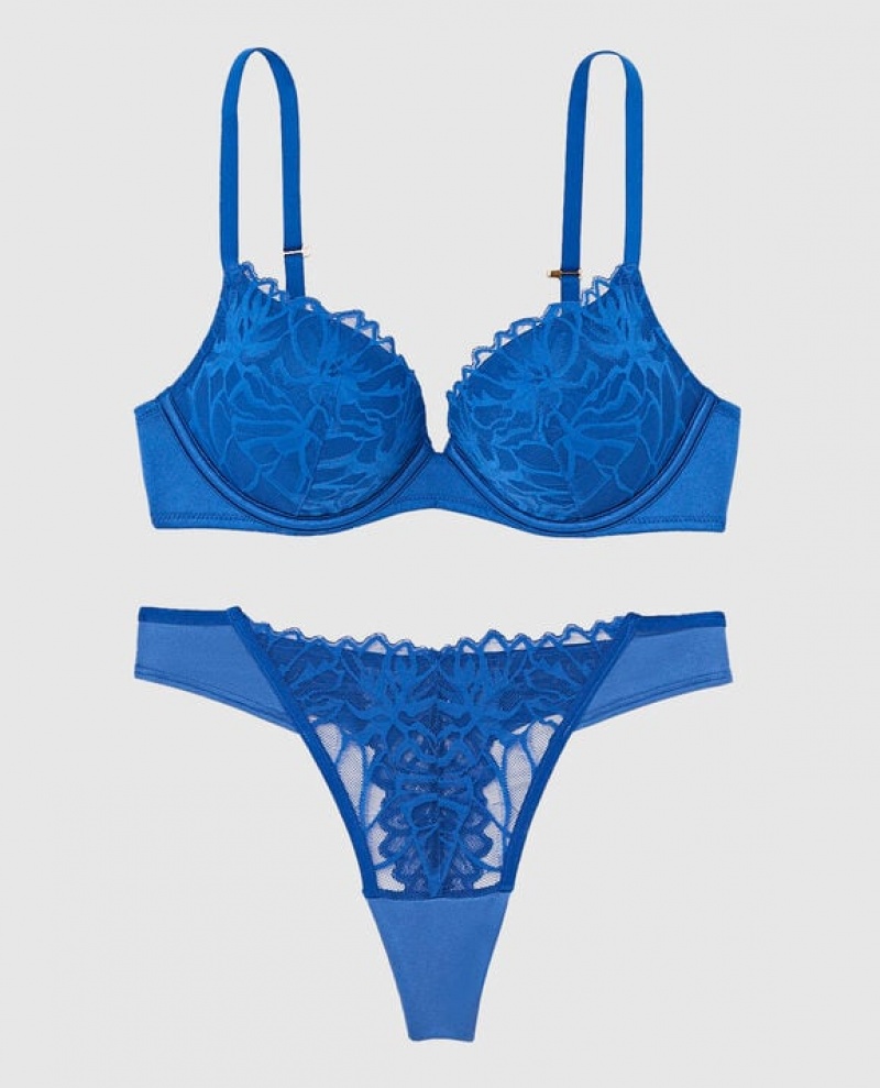 La Senza Up 2 Cup Push Up Bras Women Deep Blue | EB1MrDiQ