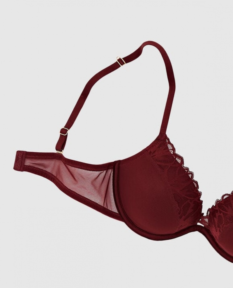 La Senza Up 2 Cup Push Up Bras Women Red Burgundy | sHjVvvIq