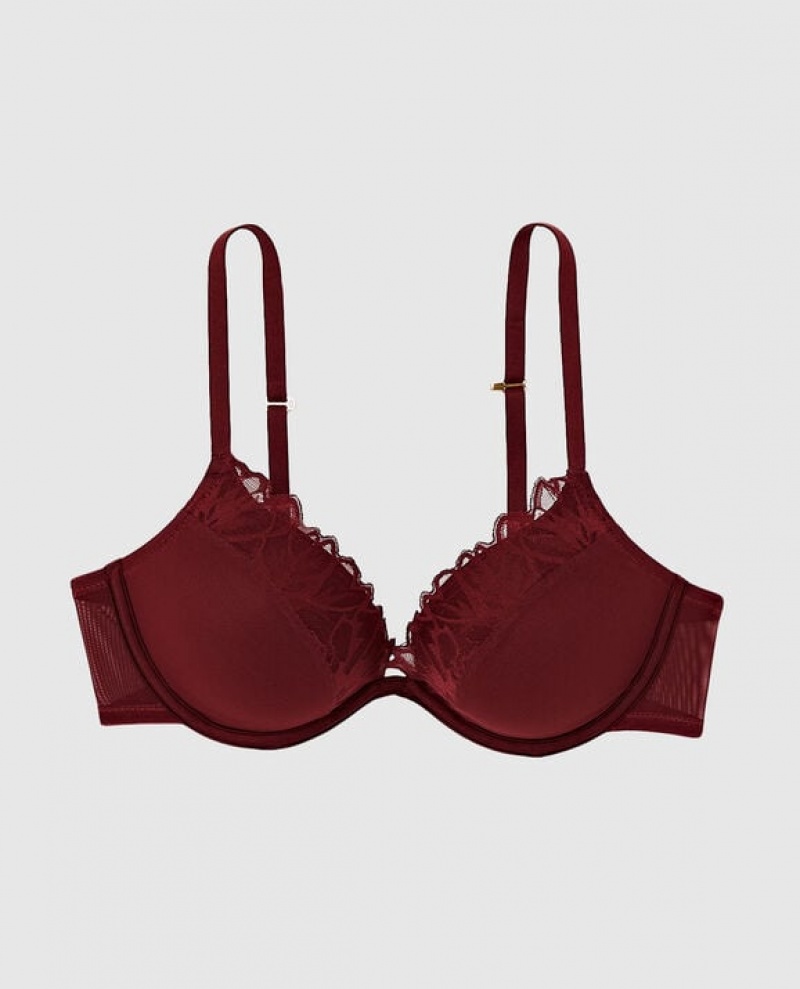 La Senza Up 2 Cup Push Up Bras Women Red Burgundy | sHjVvvIq