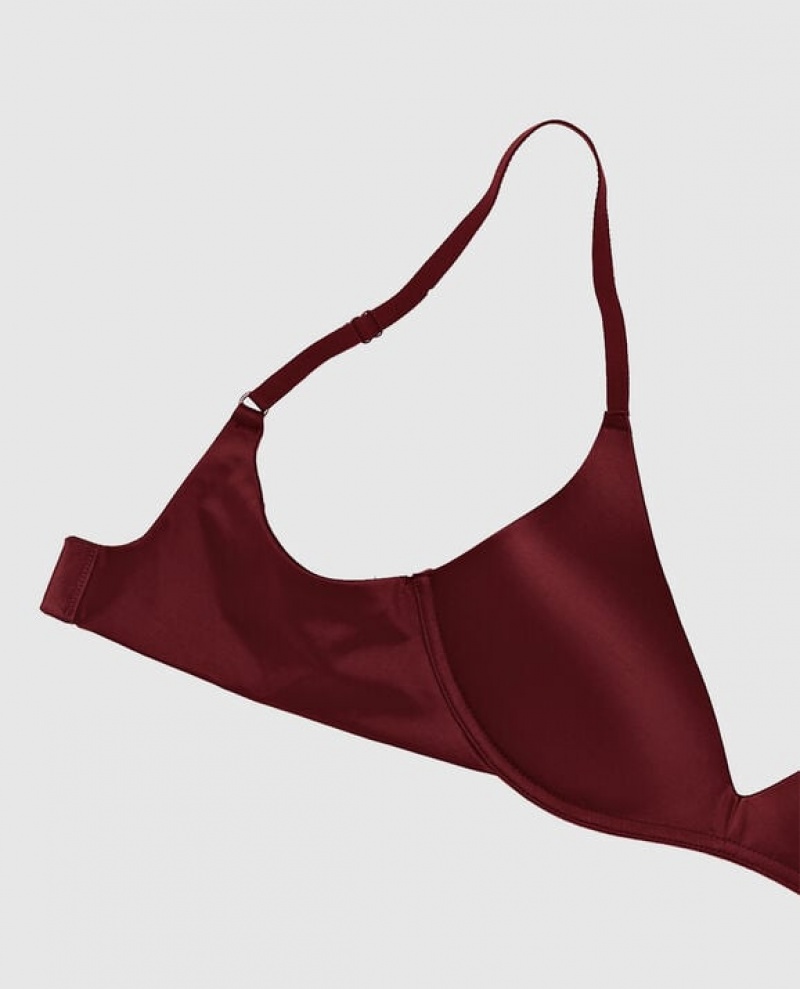 La Senza Wireless Light Push Up Bras Women Red Burgundy | fKmabLqA