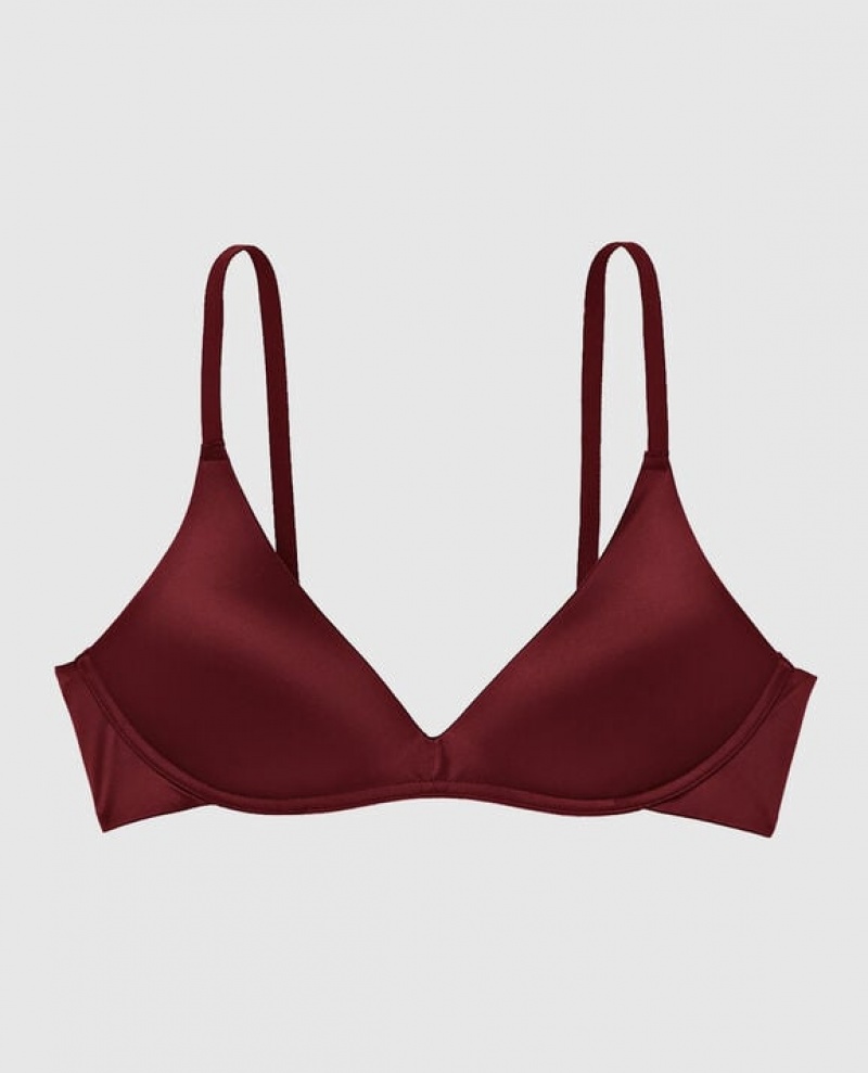 La Senza Wireless Light Push Up Bras Women Red Burgundy | fKmabLqA